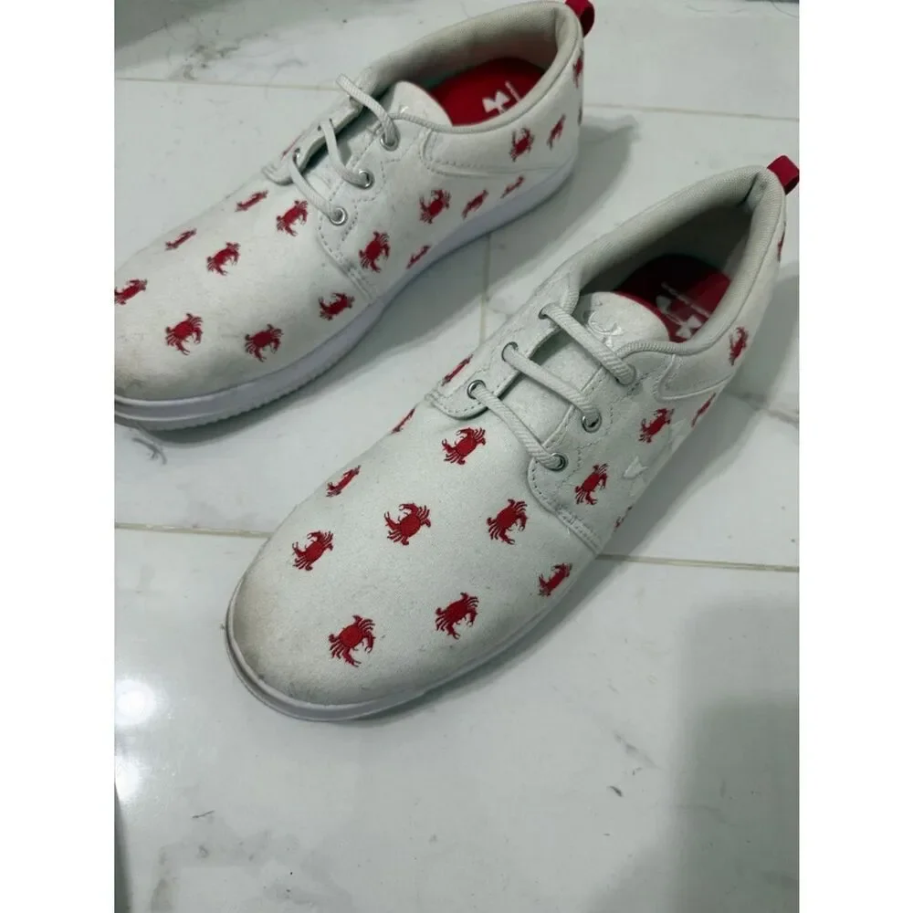 White Canvas Sneakers with Red Crab Embroidery UNDER ARMOUR Men's 11